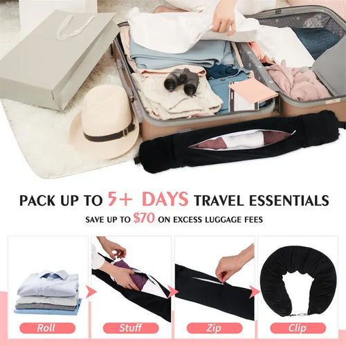 Fillable Travel Pillowcase Organizer Bag Carryable Travel Bag Airplane Cushion Travel Neck Pillow Self-filling Travel