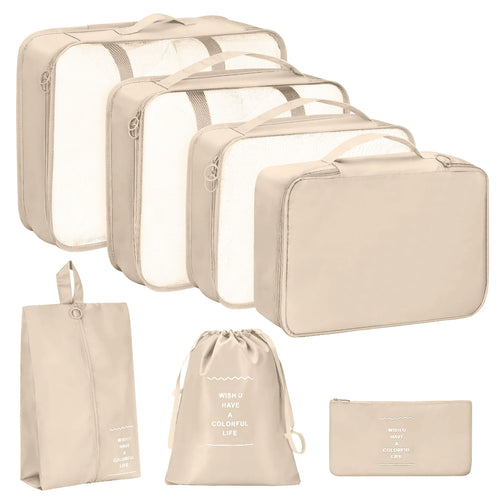 7 Pcs/Set Travel Organizer Storage Bags Suitcase Packing Cubes Set Cases Portable Luggage Clothes Shoe Tidy Pouch Folding.-zmt
