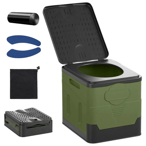 Portable Foldable Toilet Seat Car Emergency Toilet with Cover Outdoor Reusable Folding Toilet for Camping Hiking Boat Trips