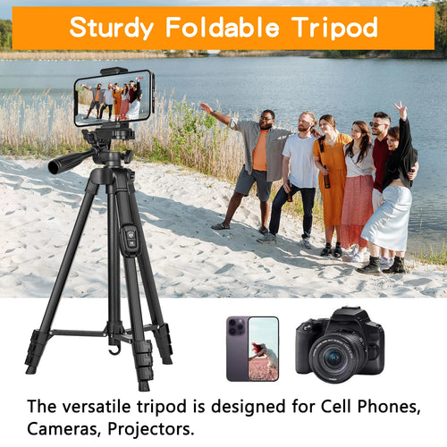 60" Professional Aluminum Camera Tripod with Remote & Travel Bag – Adjustable Stand for DSLR, Smartphones & Cameras