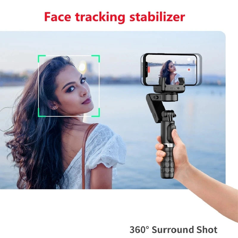Q18 Handheld Phone Gimbal Stabilizer with Selfie Stick Tripod, Bluetooth Remote, Smart Tracking & Fill Light for iPhone Android Smartphone