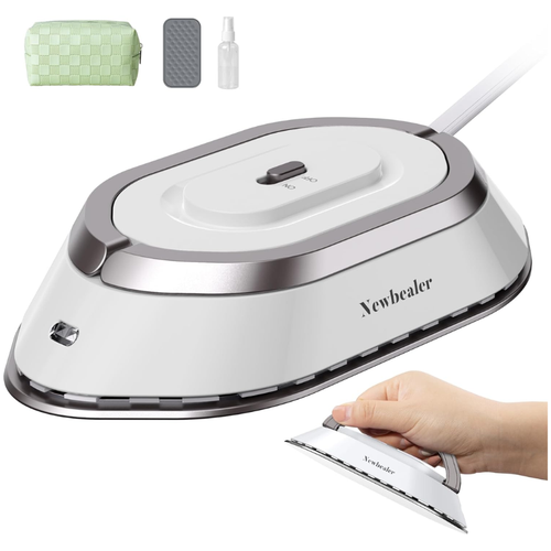Portable Dual Voltage Iron - Lightweight Non-Stick Ceramic Dry Iron for Travel, 120V/220V, 302℉ Heat Press, Includes Spray Bottl